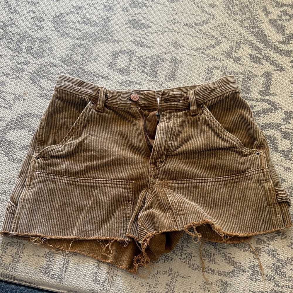 BDG Tan Corduroy Women Cargo Shorts